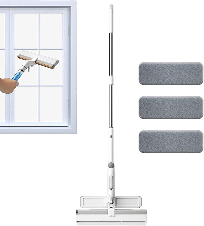 Sobresco Window &amp Glass Cleaning Glass Wiper for Window | Outstanding Multi-Use with Extension RodBathroom Accessories Professional Scrubber with Water Bottle