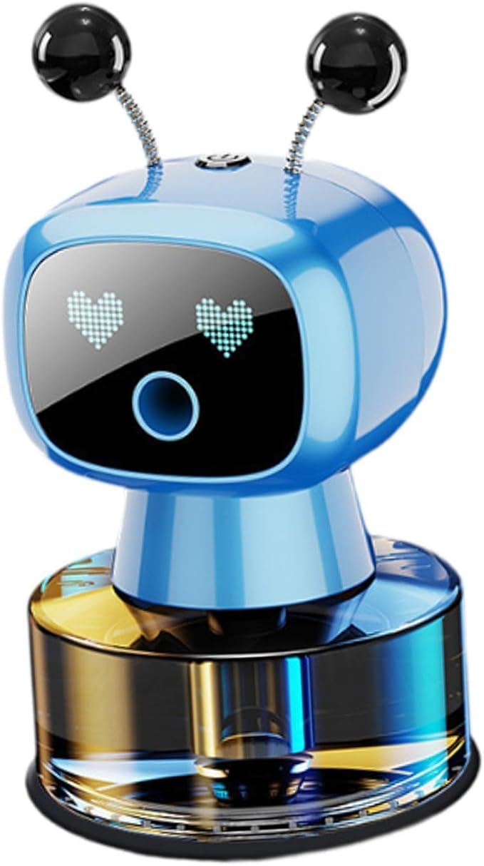 Generic Cute Robot Car Diffuser Aroma Essential Oil Diffuser Compact Smart Car Air Freshener for Living Room Home Bedroom Office Blue