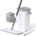 Wall Floor Mop Kit: Long Handle Scrubber with Wringer Bucket Washable Microfiber for Kitchen Bathroom &amp Hardwood - Women’s All-Purpose Cleaning Tools