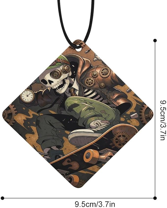 5PCS Car Air Freshener Hanging Personalized Double Sided Steampunk Skull Car Fresheners Long Lasting New Cars Scents Cute Automotive Freshies for Closets Drawers (tea)