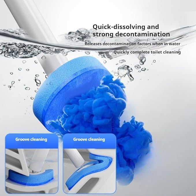 Disposable Toilet Bowl Cleaner Wand 32pcs Wall Mounted Toilet Brush and Holder for Deep Cleaning Bathroom Convenient Disposable Toilet Cleaning Solution (Black)