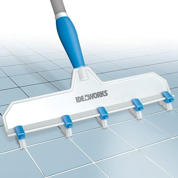 Adjustable Grout Brush - Clean Grout Lines in Half the Time with Built-In Scrapers - Fits Standard Mop Handle Threads