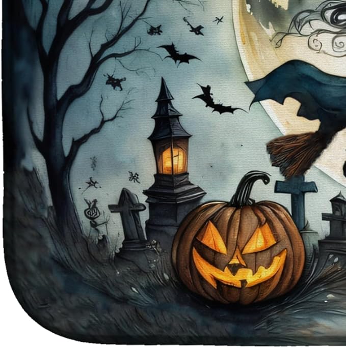 Caroline's Treasures DAC2218DDM Flying Witch Spooky Halloween Dish Drying Mat Absorbent Dish Drying Mat Pad for Kitchen Counter Dish Drainer Mat for Countertop 14 x 21 Multicolor