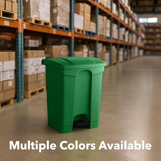 18 Gallon Large Step-On Trash Can with Lid Green Plastic Garbage Bin Commercial Rectangular Wastebasket for Kitchen Restaurant Garage Office Durable &amp Easy to Clean