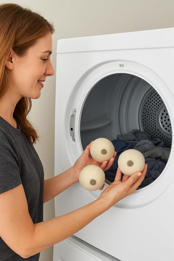 XL Wool Dryer Balls (3-Pack) with Activated Carbon – Odor Eliminating &amp Fragrance-Free Laundry Deodorizer Natural Fabric Softener Alternative Reusable Eco-Friendly Dryer Balls