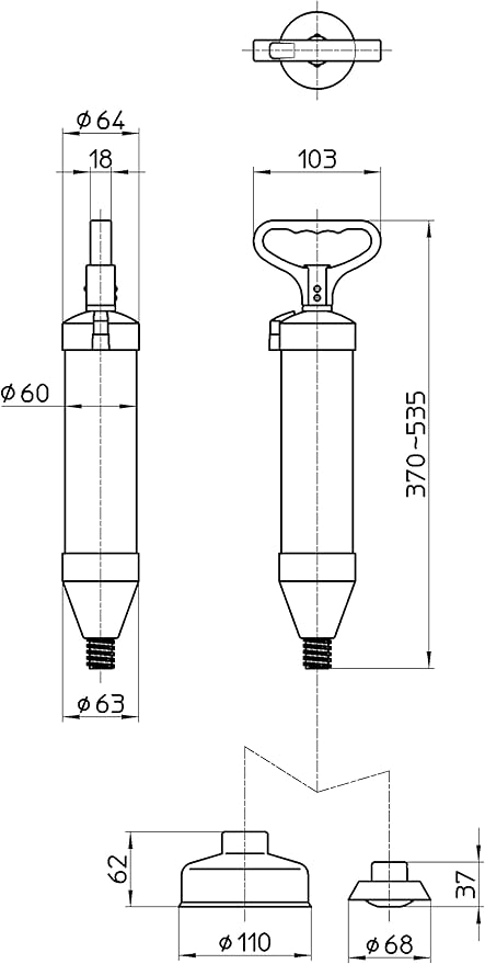 SANEI PR870 Vacuum Pipe Cleaner Powerful Power For Sinks Washrooms and Boys Toilets (Urinal) Includes 2 Types of Large and Small Rubber