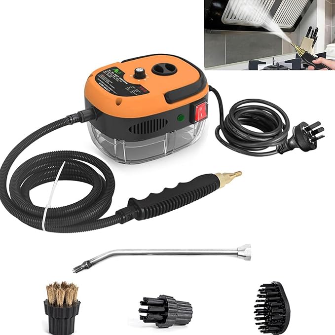 Muntuni Steam Cleaner 2500w Handheld High Temperature Pressurised Steam Cleaner Steam Cleaner for Car Floor Kitchen Bathroom Tiles orange