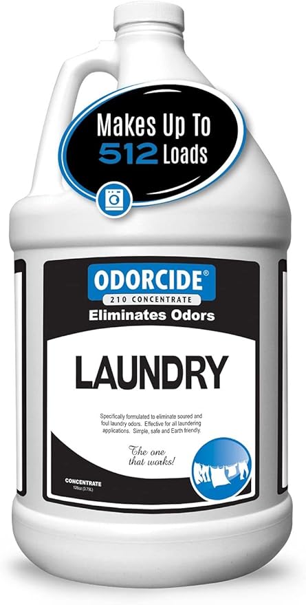 Odorcide – 1 Gallon Concentrated Laundry Odor Eliminator for Strong Odor All Laundry Uses – Safe Non-Enzymatic Odor Neutralizer – Laundry Odor Remover for Smoke Sweat &amp Pet Odors (1 Gal)