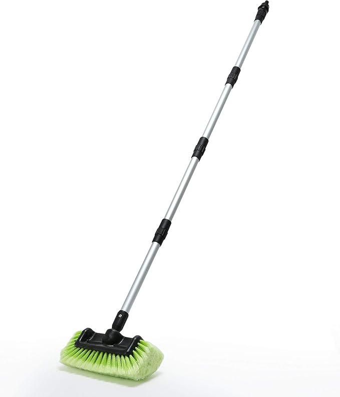 Forgrace Car Wash Brush 12 with Long Handle 60 Inch Soft Bristle Scrub Brush for Car Truck Boat RV House Siding Deck Camper Exterior Washing Cleaning Tool Green