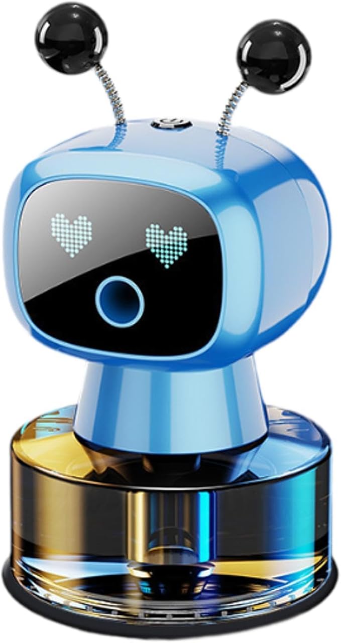 Generic Cute Robot Car Diffuser Aroma Essential Oil Diffuser Compact Smart Car Air Freshener for Living Room Home Bedroom Office Blue