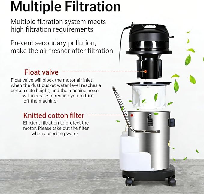 Industrial Carpet Cleaner Machine Commercial Portable Floor Vacuum 360° Smooth-Rolling Wheels Bottom Drainage Hole for HotelsGuesthousesDry CleanersOfficesCleaning Companies 20L