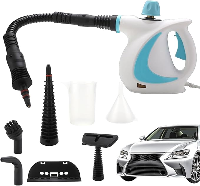Handheld Pressurized Steam Cleaner - 1000w Efficient Steam Cleaner with 9-Piece Accessory Set | Natural Steam Cleaner | Powerful Home Use Steamer | Deep Cleaning Steamer for Cleaning Floor | Upholster