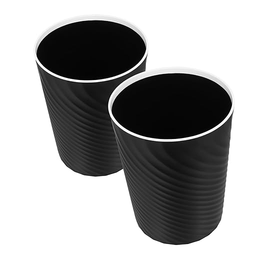 STOBOK 2pcs Small Trash Bin Ribbed Pattern Wastebasket for Bathroom Office Kitchen Compact Rubbish Basket Effortless Space-Saving Design