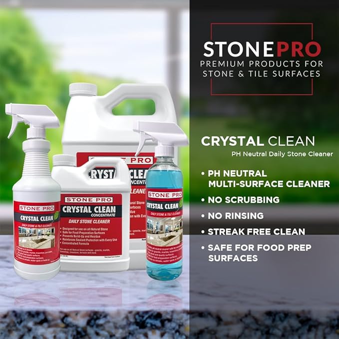 Stone Pro Crystal Clean - Surface Cleaner &amp Sealer Concentrate 32 oz Quart