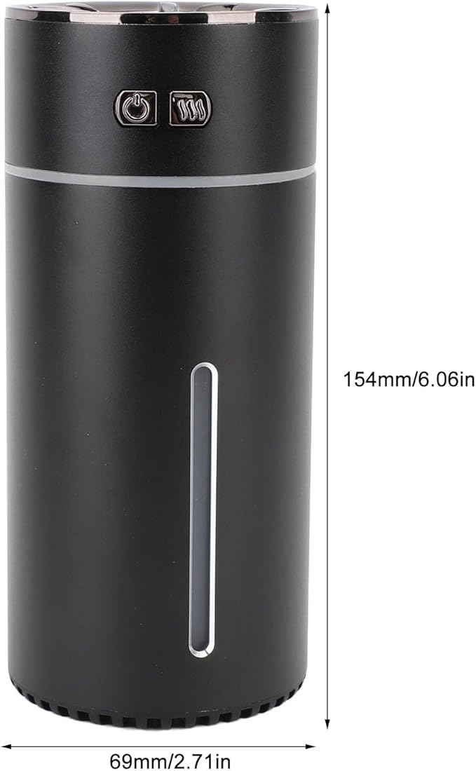 300ml Smart Car Air Freshener Portable Dual Nozzle Aromatherapy Diffuser Humidifier with Colorful Lights 3 Spray Modes for Home Car Office(Black)