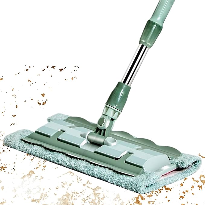 Microfiber Mop | 360 Degree Rotating Flat Head Mop - Telescopic Handle Quick Cleaning Scrubber with 7 Pads for Commercial Home Daily Maintenance Kitchen Apartment Tile Large Open Areas