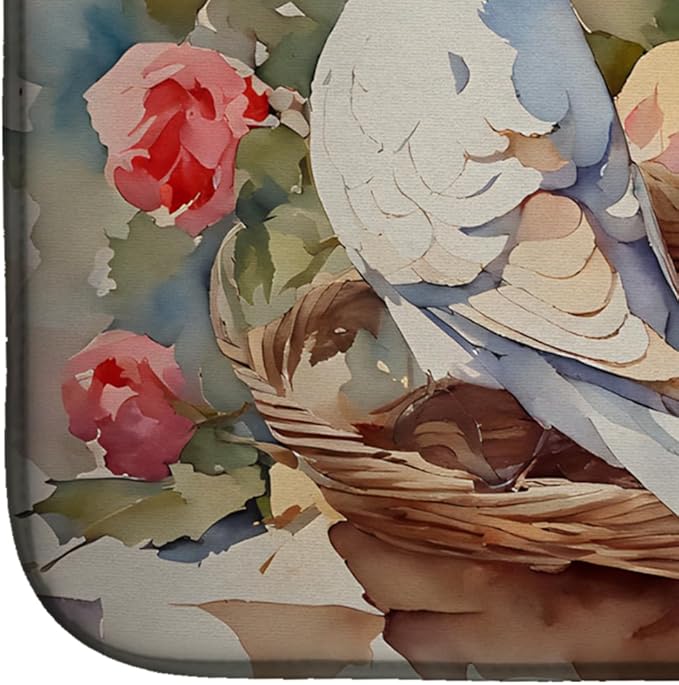 Caroline's Treasures DAC3206DDM Dove Dish Drying Mat Absorbent Dish Drying Mat Pad for Kitchen Counter Dish Drainer Mat for Countertop 14 x 21 Multicolor