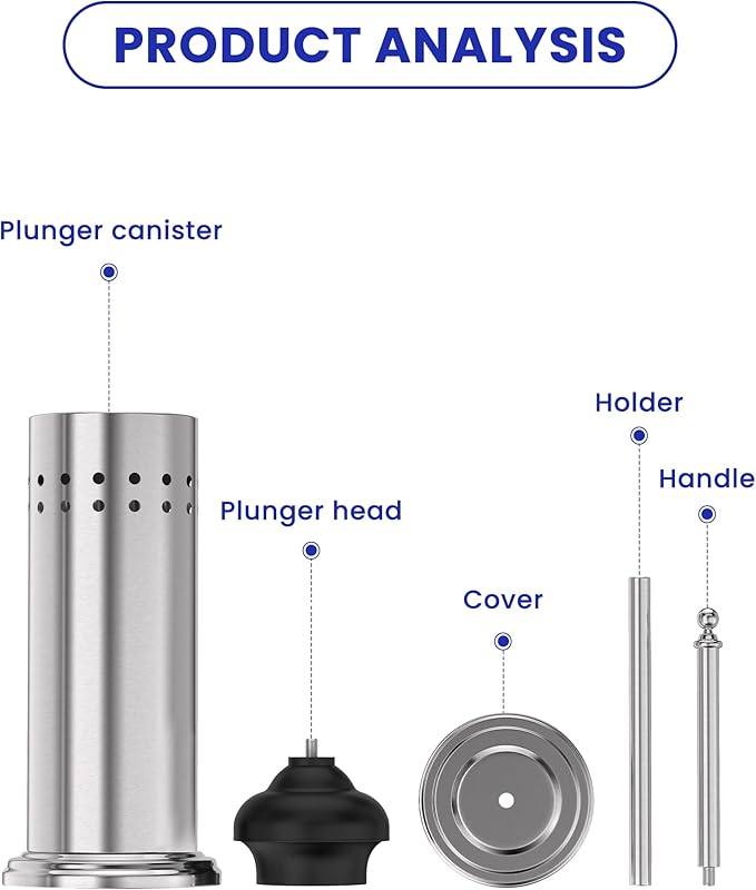 DOWRY Anti-Hand Off Toilet Plunger with Holder for BathroomPowerful Efficient Force Suction CupHeavy Duty Deep Cleaning Nickel