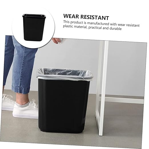 Happyyami 1pc Fire Retardant Trash Can Plastic Recycling Container Office Waste Storage Waste Basket