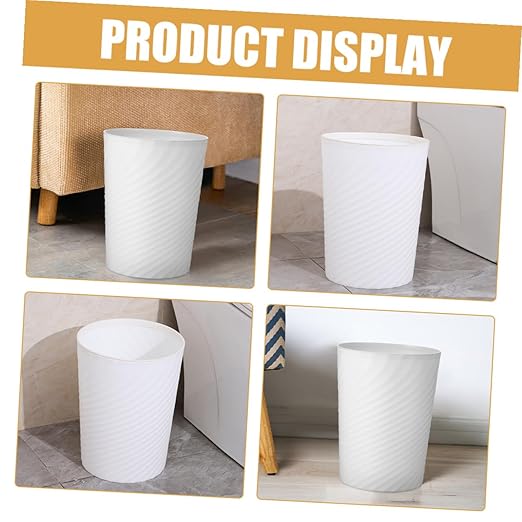 Plastic Trash Can Wastebasket White Open Top Trash Bin for Bathroom Office Bedroom Kitchen Large Opening Sturdy Structure Versatile Household Garbage Container