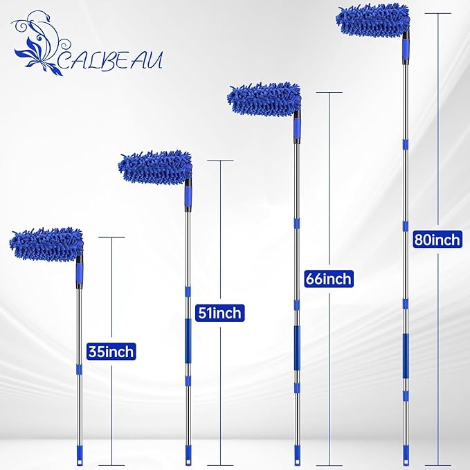Ceiling Fan Cleaner Duster with 80 Extension Pole Flexible and Washable Chenille Fan Duster for High Ceiling Fan Blades Light Fixtures Furnitures