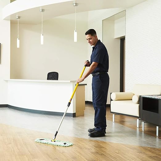 Rubbermaid Commercial Products HYGEN Quick-Connect Adjustable Extension Handle/Pole Lightweight Cleaning Tool for Floors/Walls/Ceilings/Windows for Janitorial/Residential/Commercial/Business Yellow