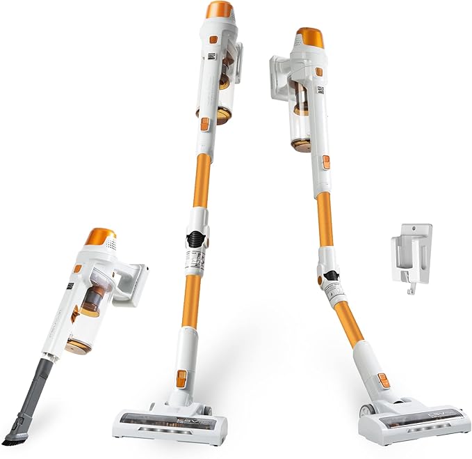 Kenmore DS4030 21.6V Cordless Stick Vacuum with EasyReach Wand Lightweight Cleaner with 2-Speed Power Control LED Headlight Converts to Handheld for Hardwood Floors Carpet &amp Pet Hair Orange