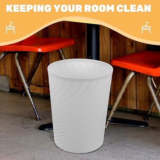 VOSAREA 2pcs Simple Style Plastic Wastebasket Trash Can for Home Office Kitchen Bedroom Capacity White