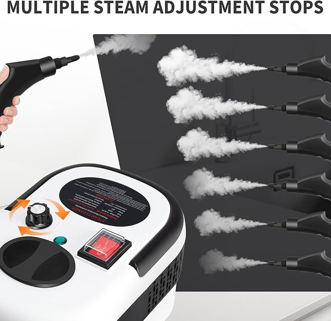 6 Level Adjustable Handheld Steam Cleaner for Home15s Heat-Up Pressurized Steamer for Cleaning1.29 Quarts Tank Portable Steam Cleaner Handheld for Car