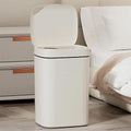 3.7 Gallon Auto-Open Trash Can Touchless Motion Sensor Garbage Bin with Lid 3 Modes Slim Waterproof Plastic Wastebasket for Bathroom Kitchen Office – Creamy White