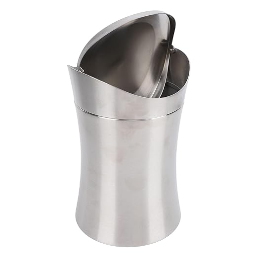 Compact Mini Countertop Trash Can 304 Stainless Steel 1.5 Gallon with Swing Lid - Odor Control Easy Clean Design Tiny Garbage Desktop Trash Cans Ideal for Home Office Bathroom Use