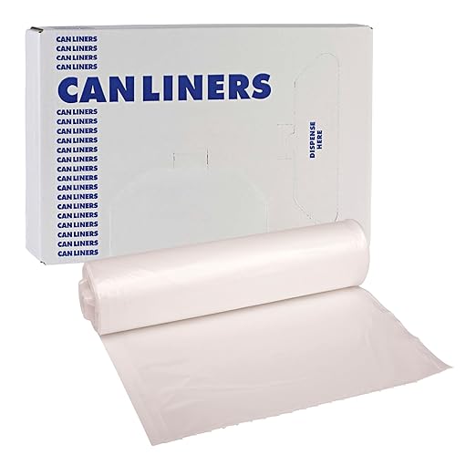 Boardwalk High-Density Can Liners 45 gal 13 mic 40 x 46 Natural 25 Bags/Roll 10 Rolls/Carton