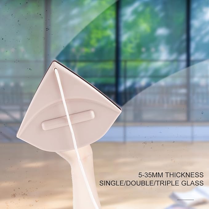 Magnetic Window Cleaner Double Sided Glass Cleaner Home Adjustable Magnet Glass Surface Wiper Brush Plastic Cleaning Tool for Glass High Windows 5-35mm Brown