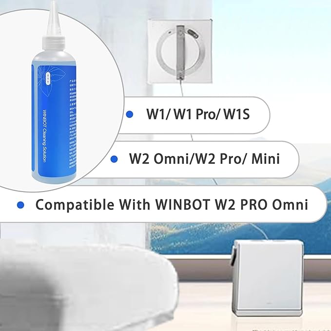 230ml Window Cleaning Solution - Compatible with Ecovacs Winbot W2 Omni/W2 Pro Omni/W2 Pro/W1/W1 Pro/W1s/Mini Robot Cleansing Fluid &amp Agent(3PCS)