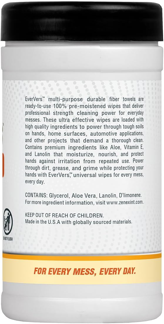 Magic EverVers Heavy Duty Cleaning Wipes - Single Sided Hand &amp Surface Towels | Powerful Moisturizers to Prevent Dry Hands | Waterless | Removes Grease Oil Dirt &amp more (3 Pack | 75 Sheets T
