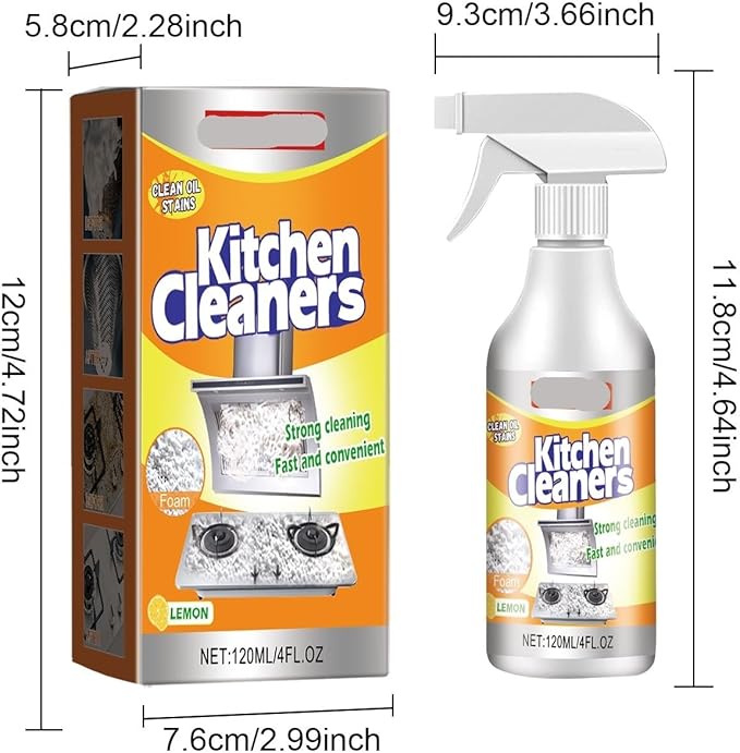 Kitchen Foam Cleaner - Removes Stubborn Grease &amp Oil Prevents Mineral Deposits For Stoves &amp Range Hoods(2PCS)