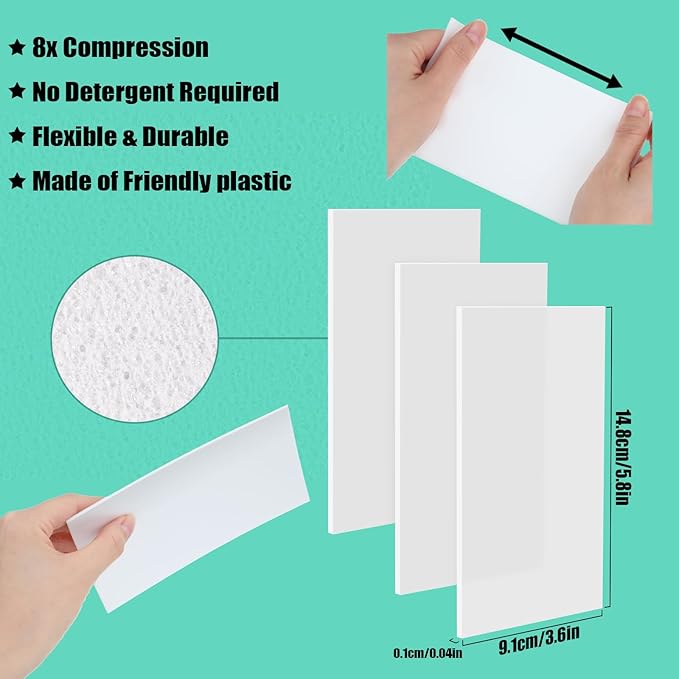 200 Pack Eraser Sheets Disposable Cleaning Sponge Thin Foam Sponge Nano White Eraser Wipes for Bathroom Kitchen Dish Furniture Hard to Reach Places