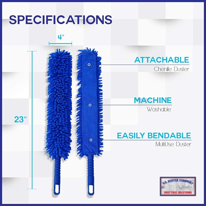 Ceiling Fan Duster Cobweb Duster Extendable Reach 20 feet | 3-Stage Aluminum Telescoping Pole | Extends for High Ceiling Duster | Long Handle Plus 2 Duster Heads