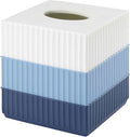IZOD - Tissue Box Cover Resin Countertop Bathroom Accessories Dorm Room Essentials Striped Bathroom Decor (Clubhouse Collection Blue)