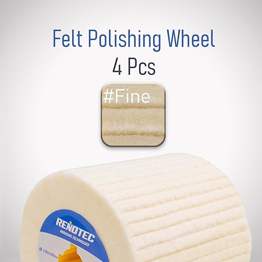 4x4 Wool Felt Wheel 4 Pack Fine Grit for Polishing and Mirror Polishing of Metal