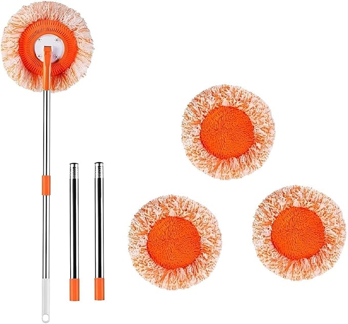 Spin Mop for Floor Cleaning360° Rotatable Adjustable Cleaning Mop with 4 Mop HeadExtendable Wall Cleaning Mop Wall Cleaning Bathroom Cleaning Household Supplies