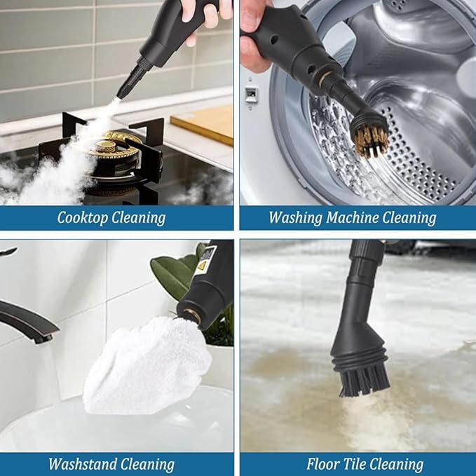 Handheld Steam Cleaner 1500W Pressure High Temperature Pressurized Steam Cleaning Machine with 1100ml Water Tank 3Bar 6 Gear Adjustment for Grout Tile Car Kitchen Button