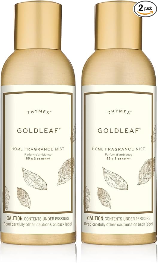 Thymes Home Fragrance Mist – Room Air Fresheners for Home Long Lasting – Air Freshener Spray – Premium Fragrance – Notes of Jasmine Rose Hyacinth &amp Oak Moss (Goldleaf 3 oz) (Pack of 2)