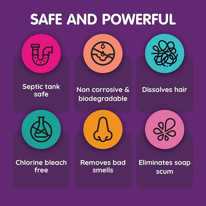 Vamoosh Drain Clog Remover | Dissolves Hair | Bleach-Free Shower &amp Sink Drain Cleaner | Septic Tank Safe | Fast-Acting | Safe &amp Powerful | 20fl oz (Pack of 1)