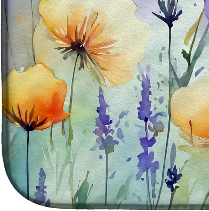 Caroline's Treasures DAC1581DDM Lavender in Watercolor Dish Drying Mat Absorbent Dish Drying Mat Pad for Kitchen Counter Dish Drainer Mat for Countertop 14 x 21 Multicolor