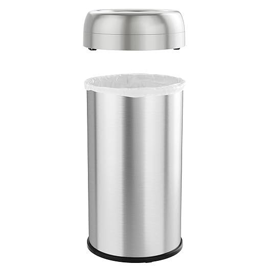 iTouchless Dual-Deodorizer Open Top Recycle Bin Stainless Steel Commercial Grade Trash Cans with AbsorbX Odor Filter Color Name Round 16 Gallon