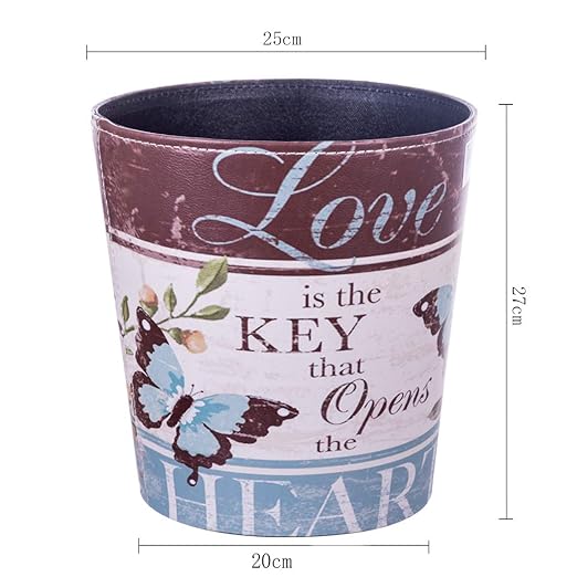 Lingxuinfo Scakbyer Trash Can European Style Waste Paper Bin Wastebasket Garbage Can Uncovered Waste Bin for Kitchen Bathroom Bedroom - Butterfly Pattern