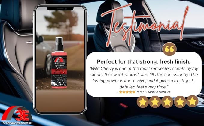 Car Air Freshener Concentrate 128 fl oz Professional Automotive Interior Fragrance Ready to Use Liquid Multiple Scents (Cherry)
