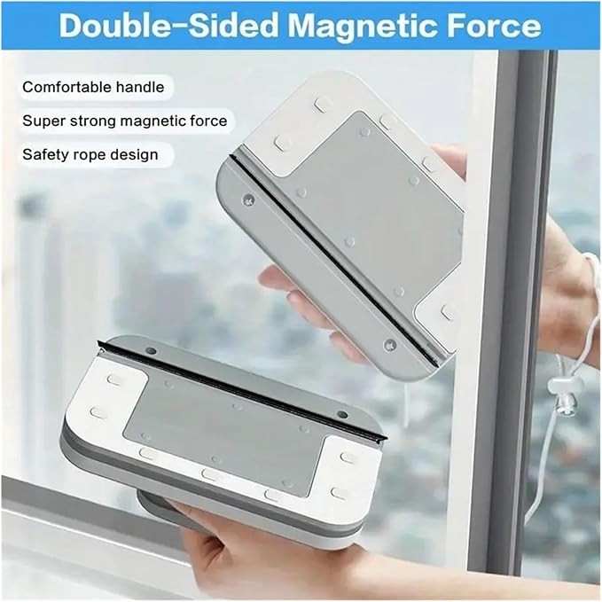 Household Magnetic Dual-Sided Window Cleaning Tool Highrise Kit With Safety Rope Anti-drop