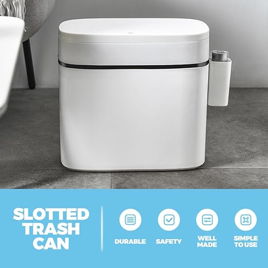 BESPORTBLE Bathroom Trash Can with Lid 10L Compact Kitchen and Toilet Garbage Bin with Storage Box Matte Finish Wastebasket for Home Organization